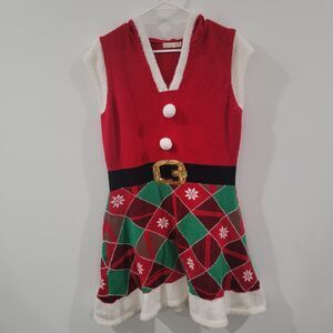 Its Our Time Womens Ugly Christmas Mini Sweater Dress Size XL Elf Santa Winter